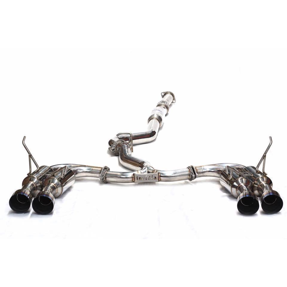 Invidia Gemini R400 SS Tip cat back exhaust system installed on 2011-2014 Subaru WRX hatch and 2008-2014 STI hatch.