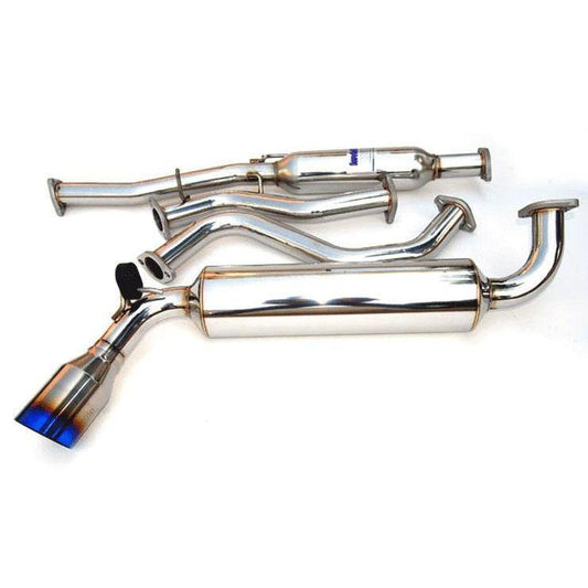 Invidia N1 titanium tip cat back exhaust system on a 1988-1991 Honda Civic hatchback, showcasing the sleek exhaust tips and piping.