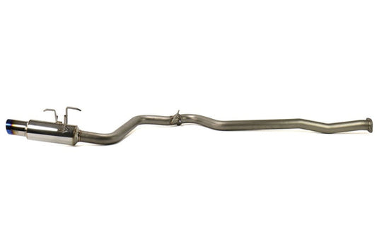 Invidia N1 cat-back exhaust system for 2015-2021 Subaru WRX/STI with bead-blasted piping and titanium tip, shown installed on a vehicle.