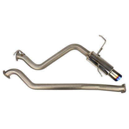 Invidia N1 cat-back exhaust system with bead blasted piping and titanium tip installed on a 2015-2021 Subaru WRX/STI.