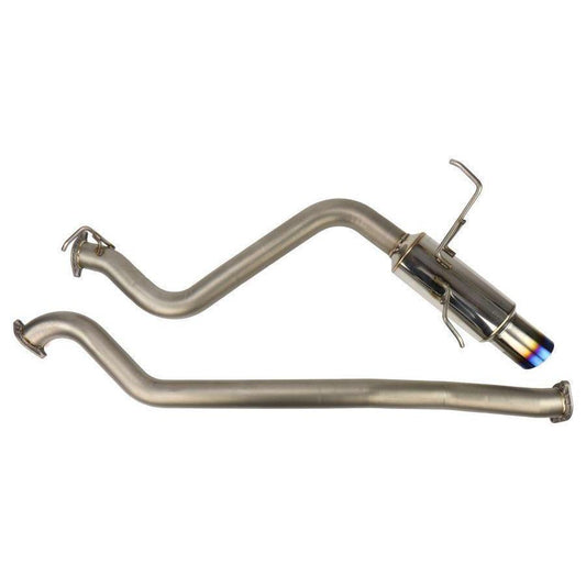 Invidia N1 cat-back exhaust system with bead blasted piping and titanium tip installed on a 2015-2021 Subaru WRX/STI.