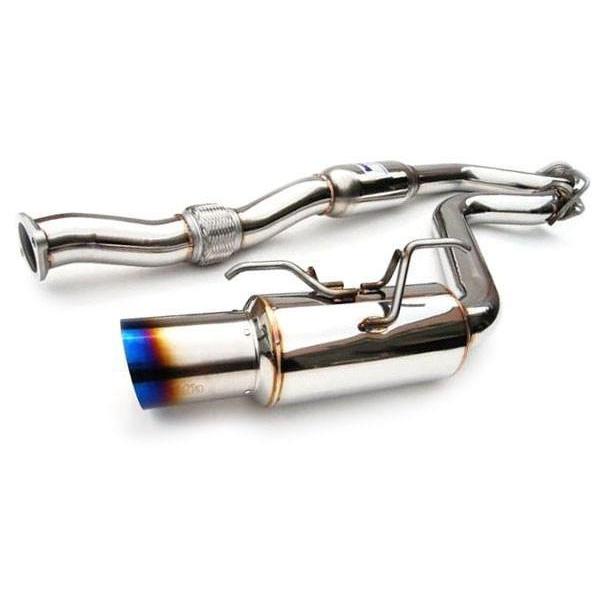 Invidia N1 cat-back exhaust system with titanium tip for Subaru WRX/STI 2015-2021, shown with polished titanium exhaust tips.