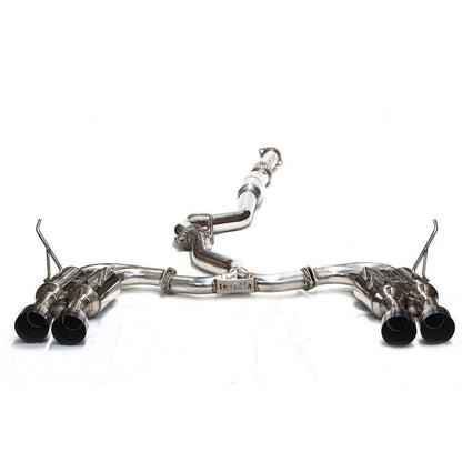 Invidia Gemini R400 Titanium Quad Tip Cat Back Exhaust System for Subaru WRX/STI 2015-2021, with sleek quad titanium tips.