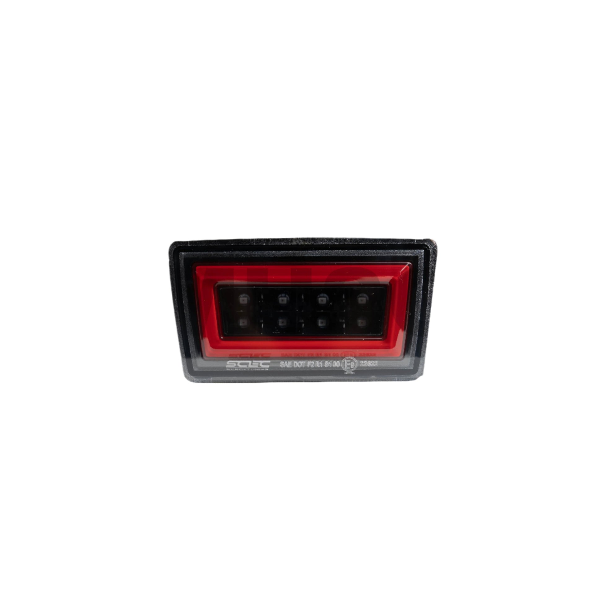 JDMuscle F1 Style Rear Fog and Brake Light for 2015-2021 Subaru WRX and STI, black base with clear lens, auxiliary lighting.