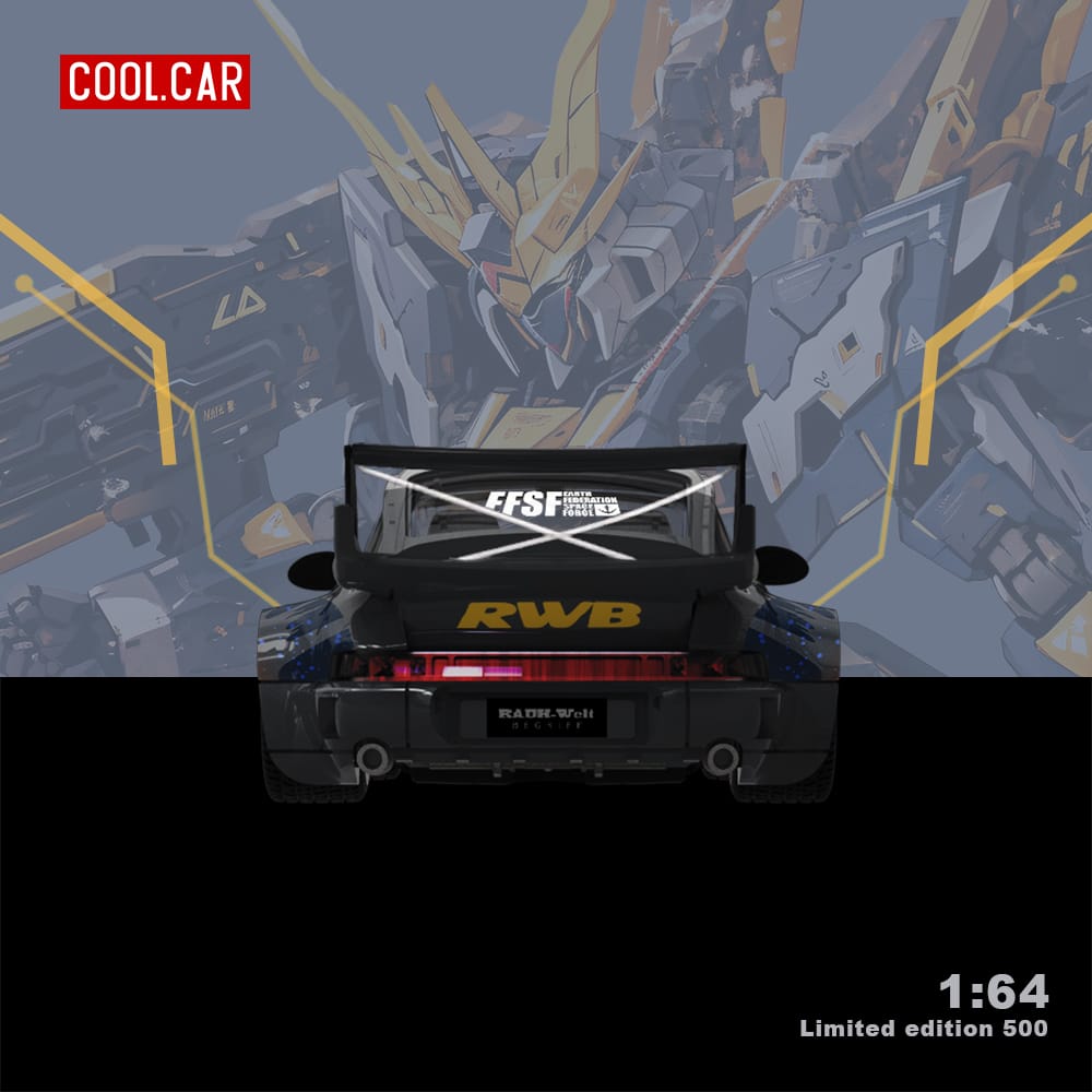 Porsche RWB 964 diecast model in BANSHEE MECHA Livery, 1:64 scale, detailed collectible car by Lot57Supplies.