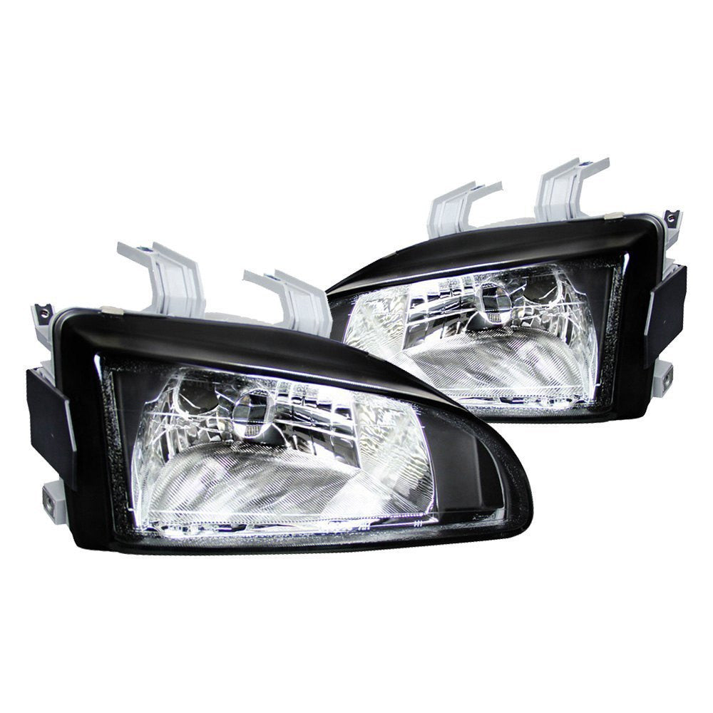Black Spec-D OEM-style crystal headlights for 92-95 Honda Civic, featuring clear lenses and modern design.