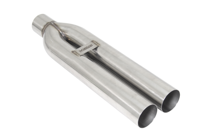 Stainless steel Megan Racing universal 3-inch twin exit exhaust tip for aftermarket car exhaust systems.
