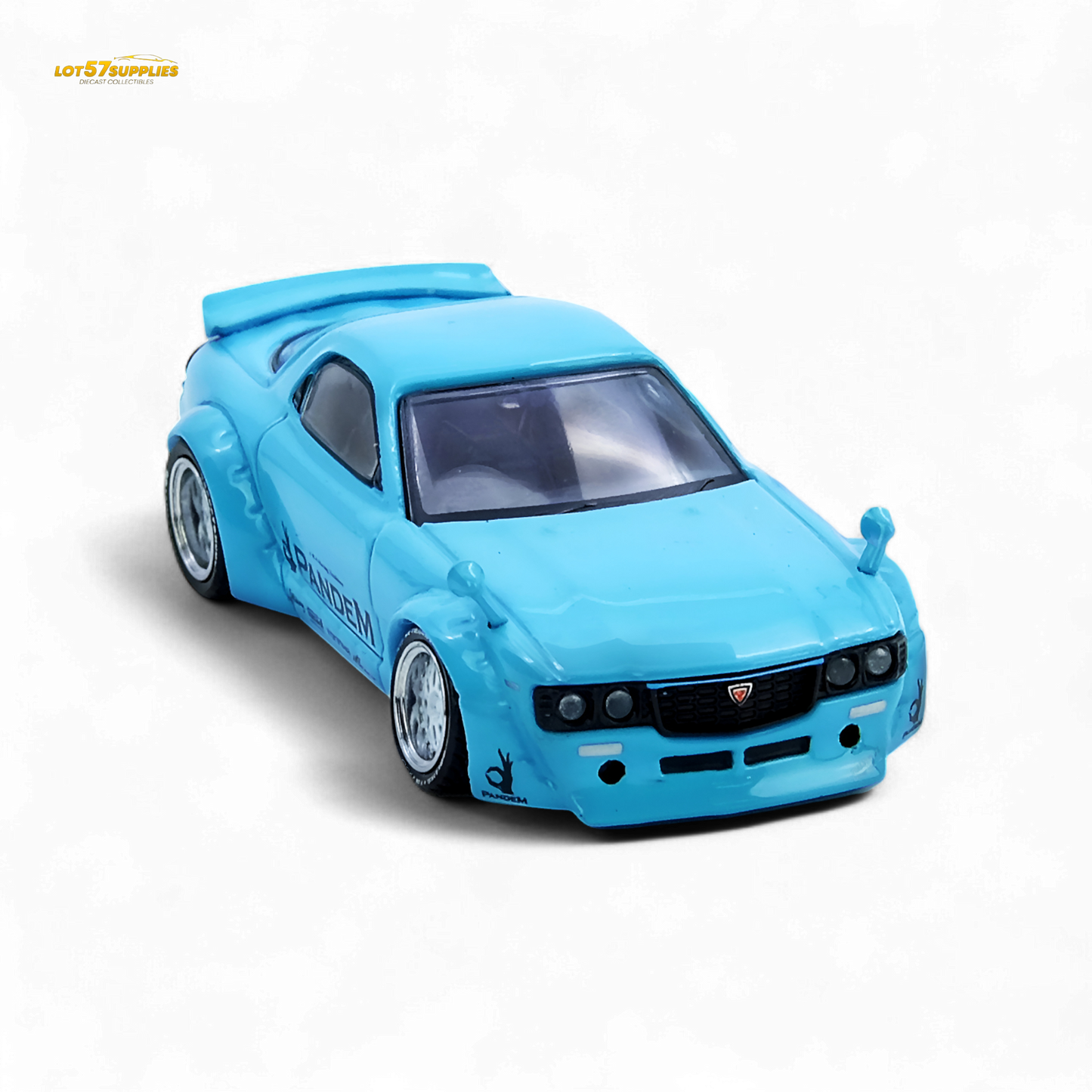 Pre-order Inno64 Mazda RX7 FD3S Pandem Tiff Blue 1:64 scale diecast model showcasing detailed design and vibrant color.
