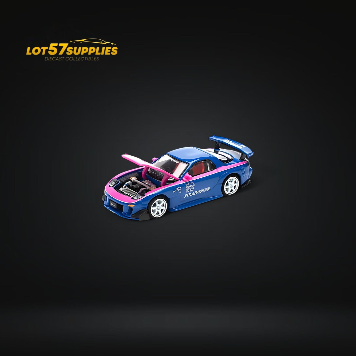 PopRace Mazda RX7 RE-AMEMIYA Blue/Pink 1:64 - Evergreen Kings