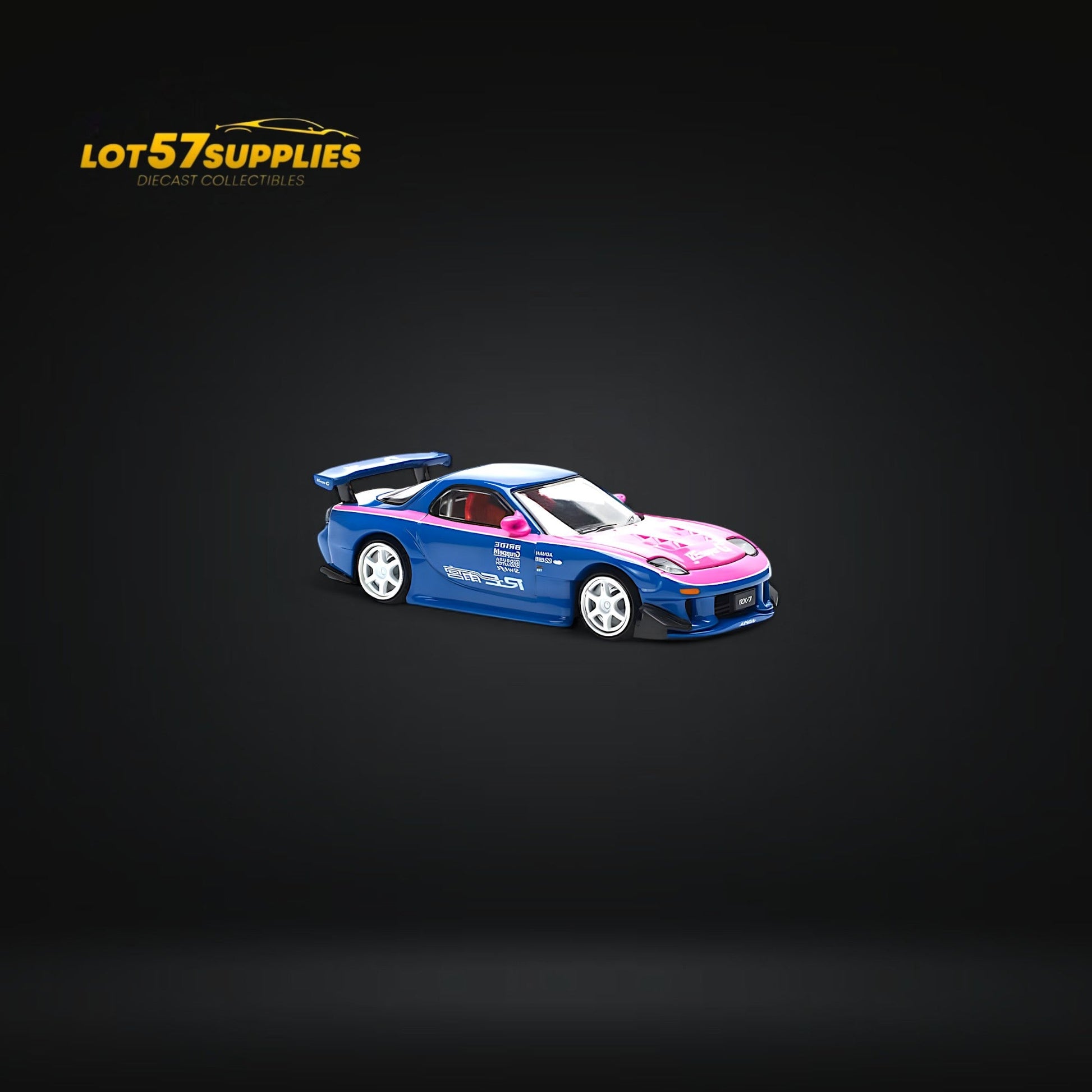 PopRace Mazda RX7 RE-AMEMIYA Blue/Pink 1:64 - Evergreen Kings