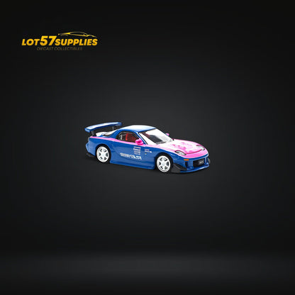 PopRace Mazda RX7 RE-AMEMIYA Blue/Pink 1:64 - Evergreen Kings