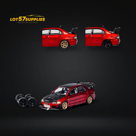 CM Model Mitsubishi Lancer Evolution IX Widebody Metallic Red 1:64 - Evergreen Kings