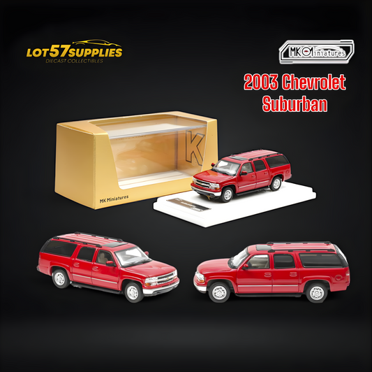 MK Miniatures 2003 Chevrolet Suburban Red 1:64 - Evergreen Kings