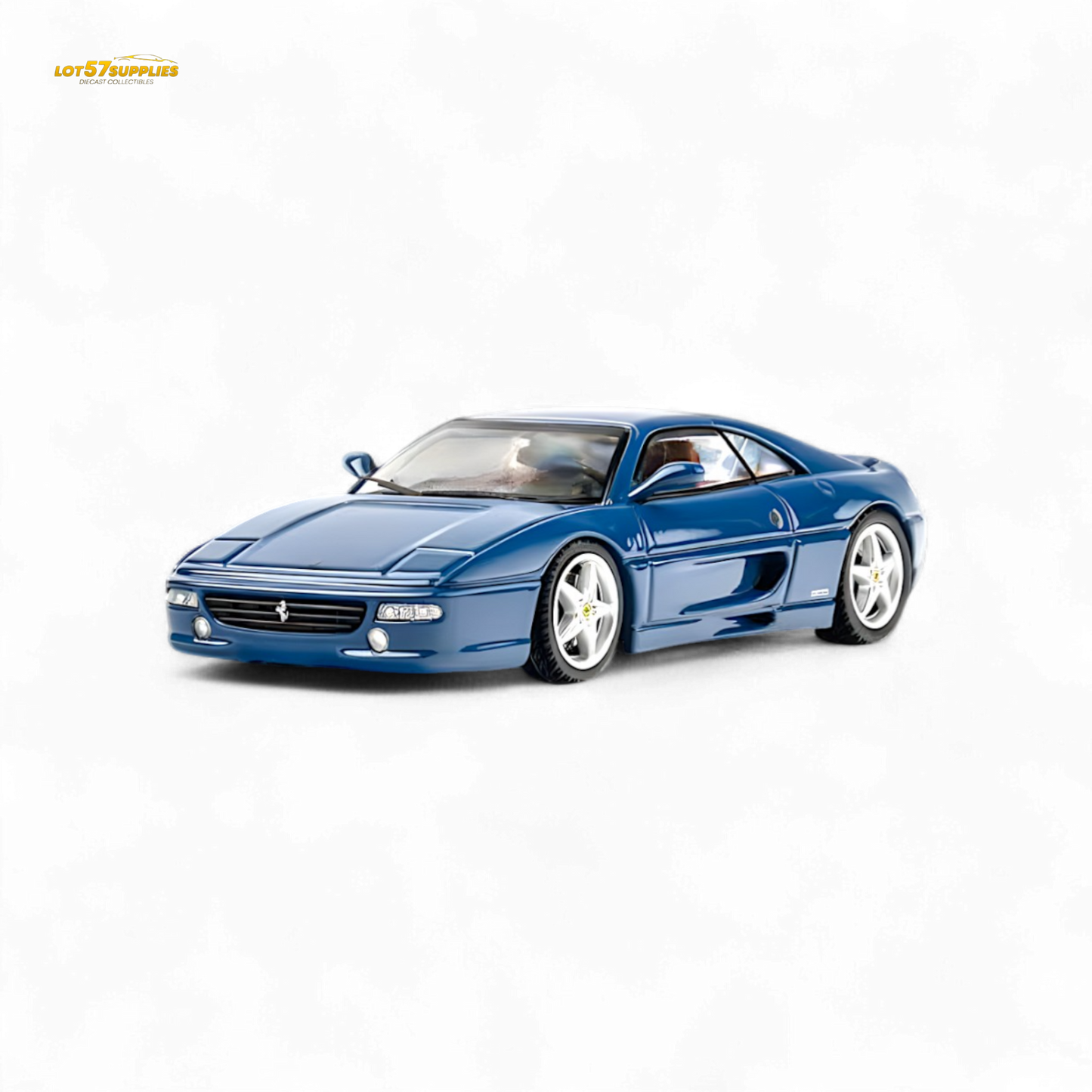 Naval blue Ferrari F355 Challenge diecast model by Lot57Supplies, detailed 1:64 scale Ferrari car for collectors.