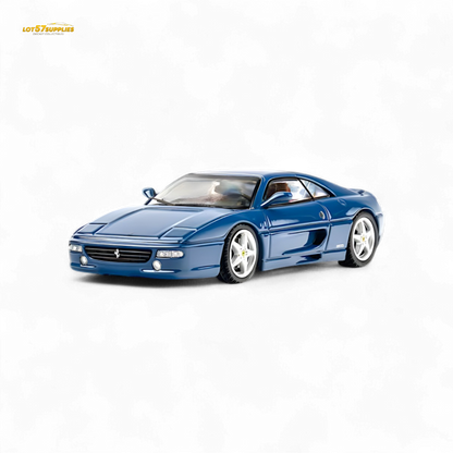 Naval blue Ferrari F355 Challenge diecast model by Lot57Supplies, detailed 1:64 scale Ferrari car for collectors.