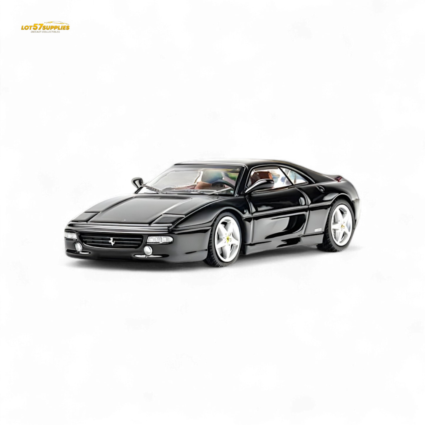 Black Ferrari TPC F355 Challenge diecast model in 1:64 scale, detailed miniature car from Lot57Supplies Diecast Shop.