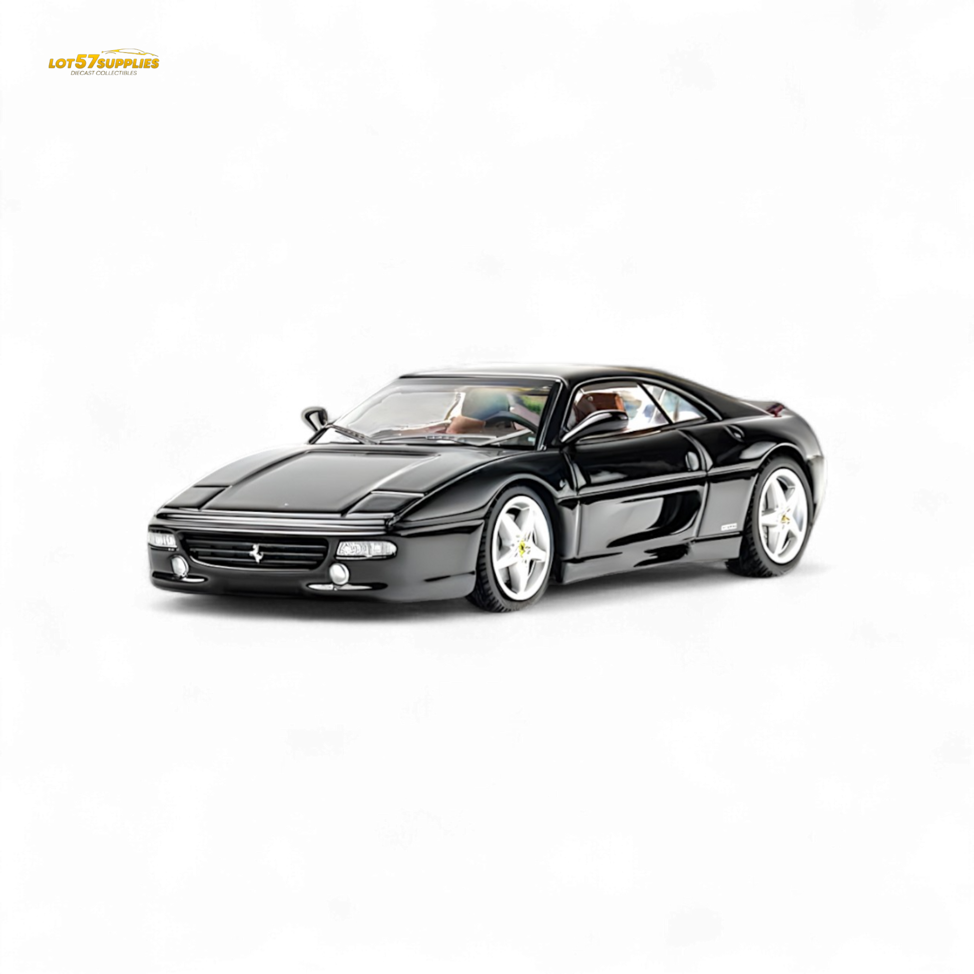 Black Ferrari TPC F355 Challenge diecast model in 1:64 scale, detailed miniature car from Lot57Supplies Diecast Shop.