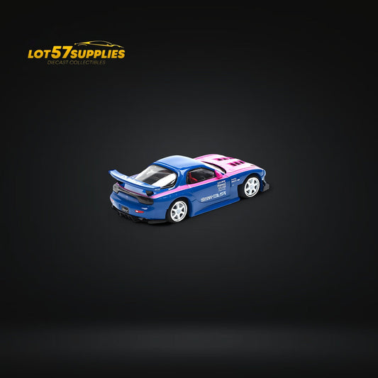 PopRace Mazda RX7 RE-AMEMIYA Blue/Pink 1:64 - Evergreen Kings