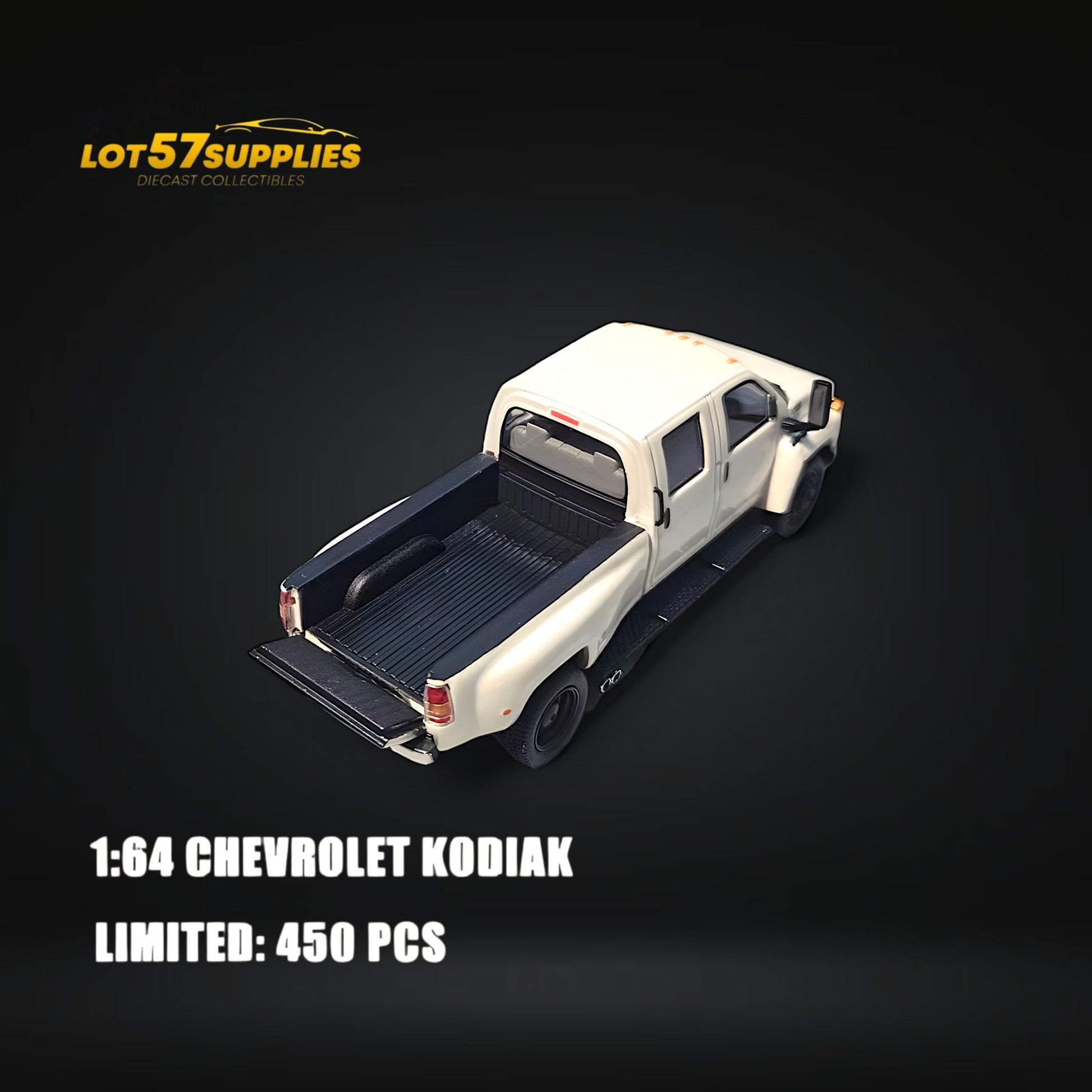 White GOC Chevrolet KODIAK pickup diecast model in 1:64 scale, detailed replica from Lot57Supplies Diecast Shop.