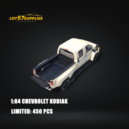 White GOC Chevrolet KODIAK pickup diecast model in 1:64 scale, detailed replica from Lot57Supplies Diecast Shop.