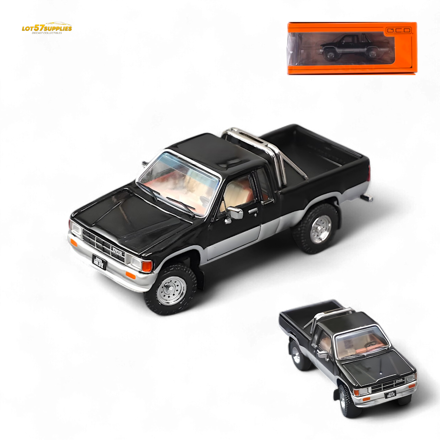 GCD Toyota Hilux SR5 Black Silver 1:64 - Evergreen Kings