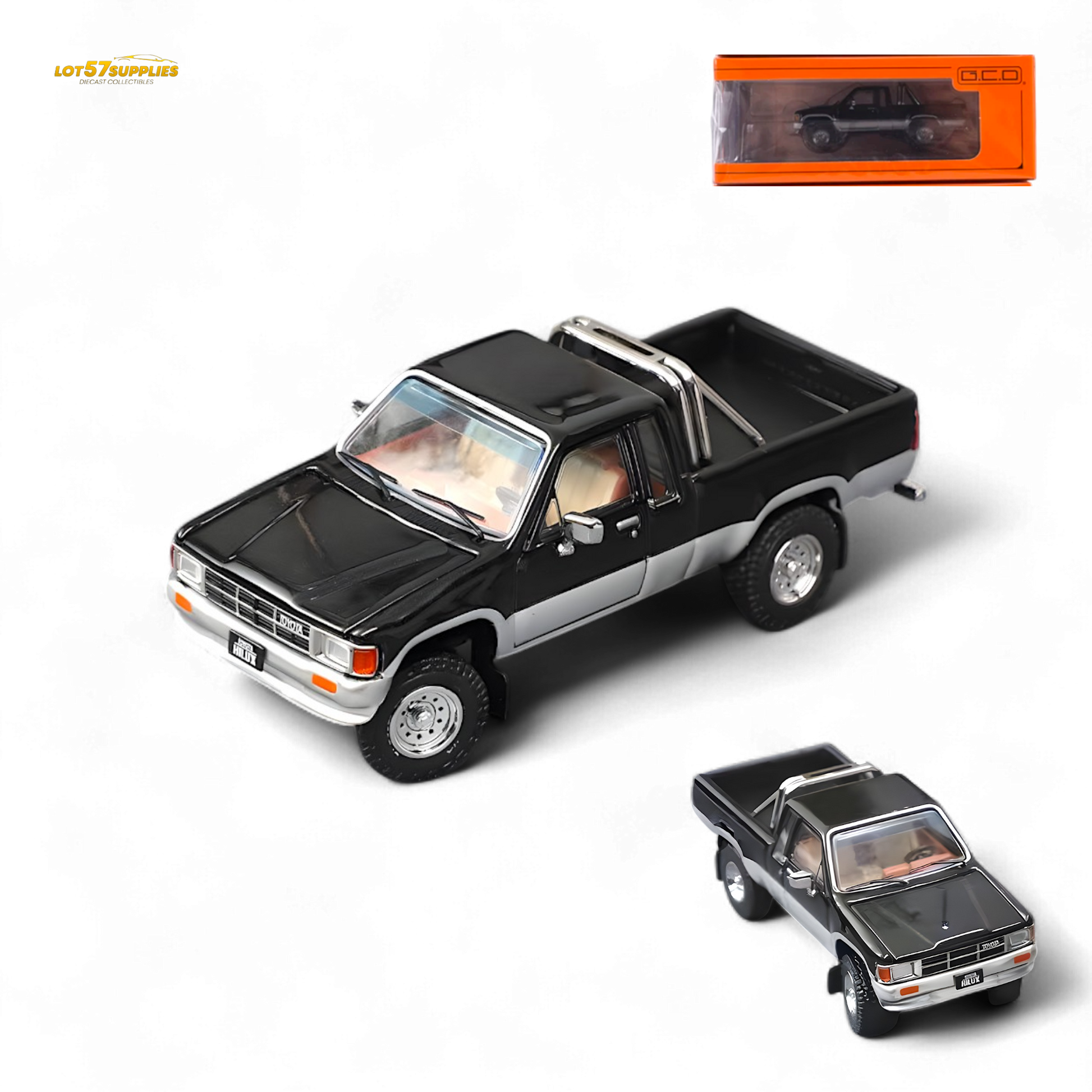 GCD Toyota Hilux SR5 Black Silver 1:64 - Evergreen Kings