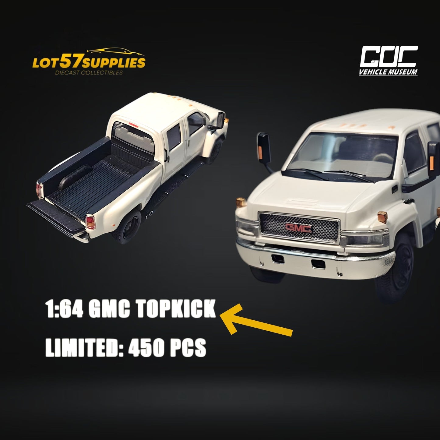 GOC GMC TOPKICK Pickup White 1:64 - Evergreen Kings