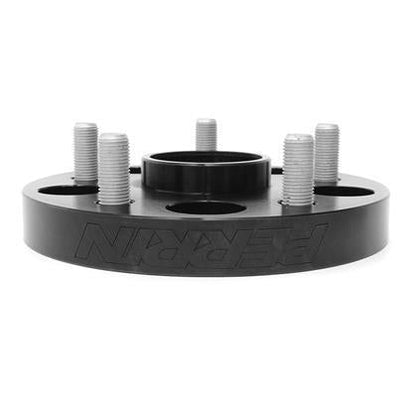 Black Perrin 20mm wheel spacers for Subaru WRX and STI, enhancing fitment and stability with durable steel construction.