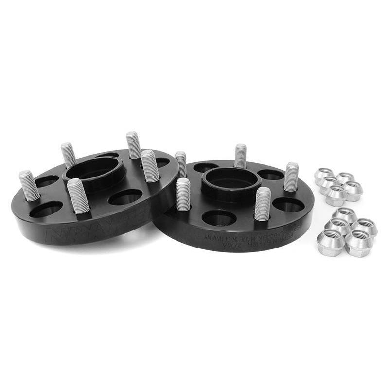Black Perrin 20mm wheel spacers for Subaru WRX 2015-2018 and STI 2005-2021, designed for improved fitment and performance.