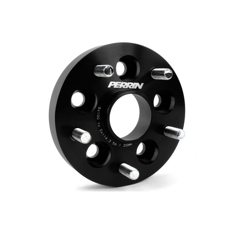 PERRIN 25mm black wheel adapters, 5x100 to 5x114.3 bolt pattern, pair for Subaru vehicles