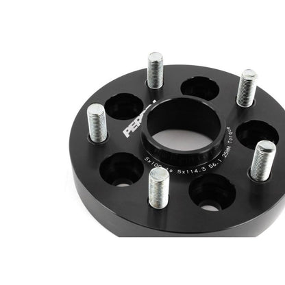 PERRIN 25mm black wheel adapters, 5x100 to 5x114.3, pair for Subaru vehicles