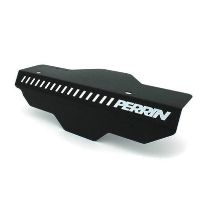 Black and red neon yellow Perrin alternator cover for Subaru WRX 2002-2014 and STI 2004-2019, fits 02-14 WRX and 04-21 STI models.