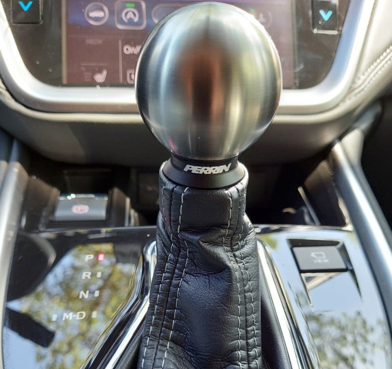 PERRIN CVT ball shift knob in 2-inch brushed stainless steel for Subaru Outback and Ascent 񟿿