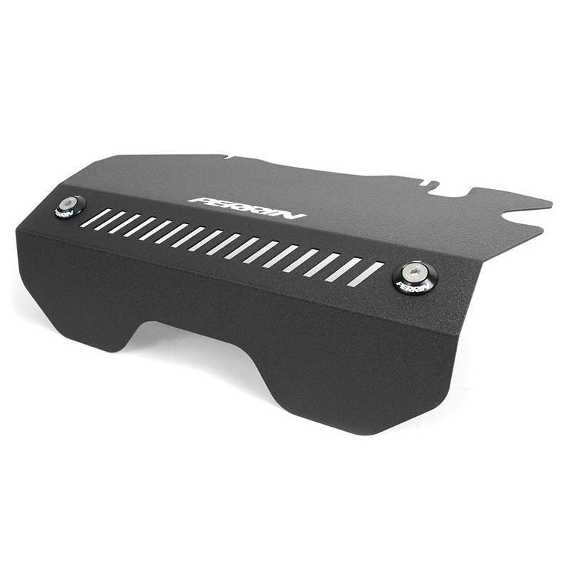 Black PERRIN alternator pulley cover for 2015-2021 Subaru WRX, showcasing sleek design and durable construction.