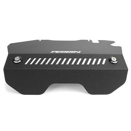 Black Perrin alternator pulley cover for Subaru WRX 2015-2021, designed for performance and engine protection.
