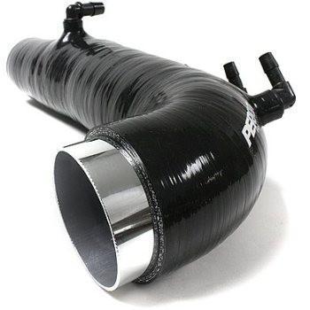 Black Perrin turbo inlet pipe for 2008-2014 Subaru WRX, JDMuscle performance turbo inlet hose and pipe for improved airflow.
