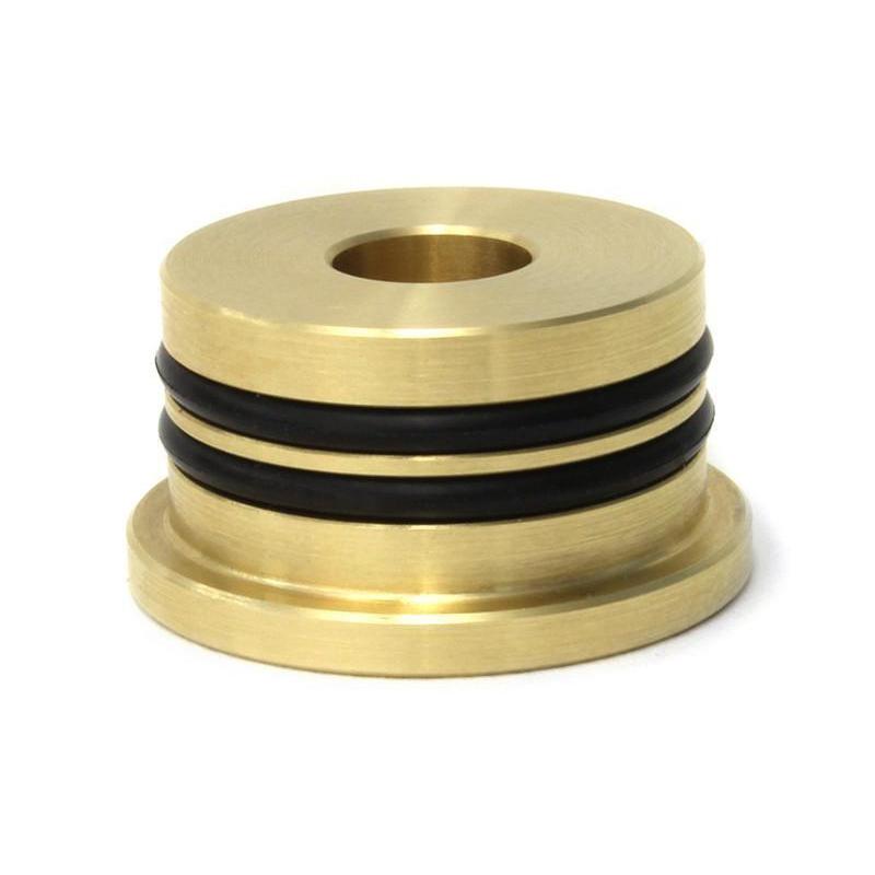 PERRIN brass shifter bushing kit for Subaru WRX, Crosstrek, Forester, Legacy, and Outback models, shown with bushings installed.