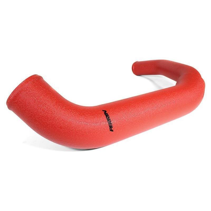 Red Perrin charge pipe for 2015-2021 Subaru WRX, JDMuscle intercooler piping kit, enhances performance and airflow.