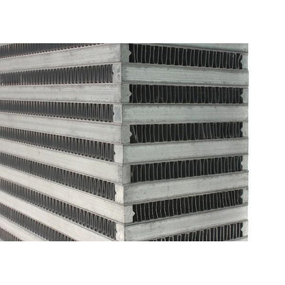 PERRIN front mount intercooler with black core and beam for 2015-2021 Subaru WRX/STI, shown installed on engine bay.