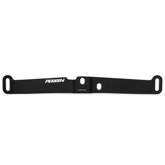 PERRIN Hella horn bracket for Subaru 2015-2021 WRX and STI, mounted on engine bay with horns visible.
