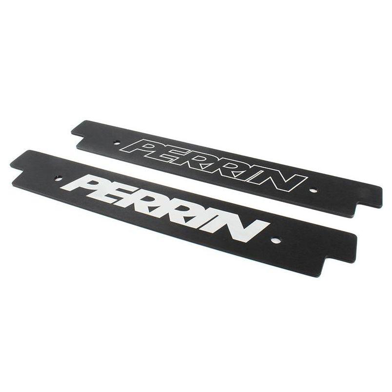 Reversible black PERRIN license plate delete for 2018-2021 Subaru WRX/STI, mounted on vehicle with clean design.