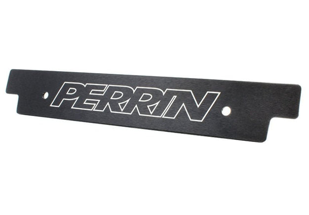 Reversible black license plate delete cover for 2018-2021 Subaru WRX and STI by PERRIN, designed for a sleek, clean look.