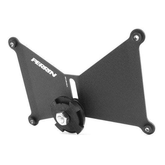 Perrin license plate relocation kit for 2015-2017 Subaru WRX/STI with FMIC, JDMuscle brand, visible hardware and mounting brackets