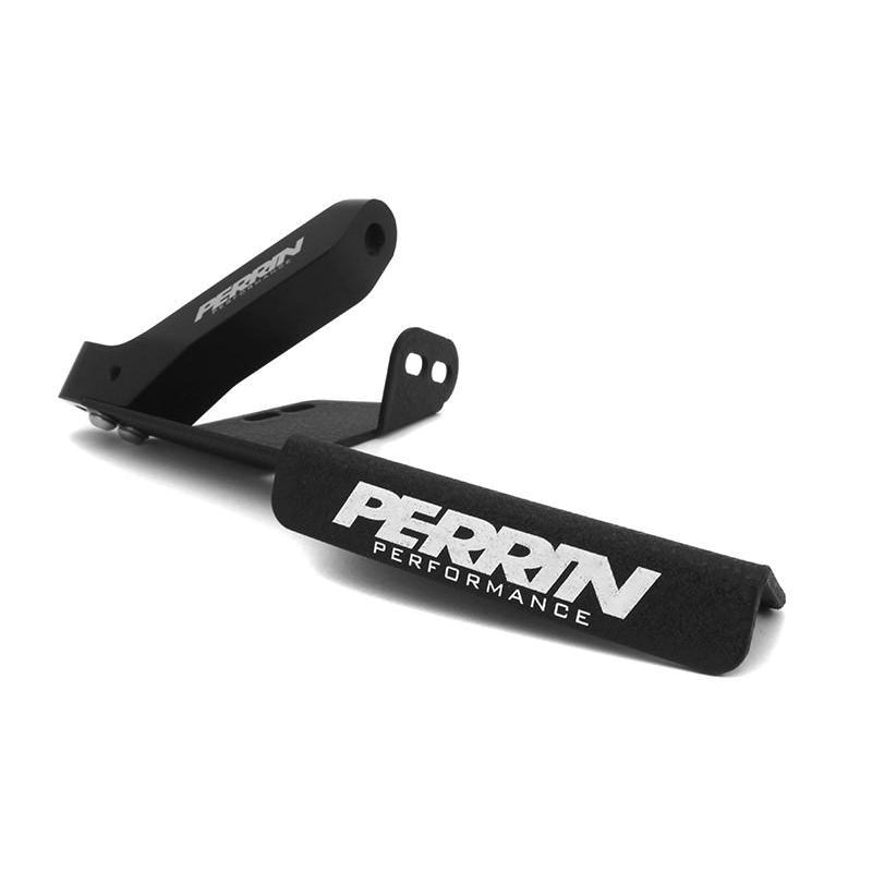 JDMuscle Perrin Master Cylinder Bracket for Subaru WRX 2008-2014, black master cylinder brace mounted on engine bay.