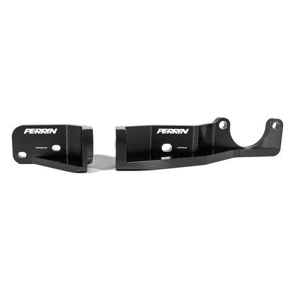 Black Perrin Pitch Stop Mount Brace for 2015-2021 Subaru WRX/STI engine mounts, designed to improve engine stability.