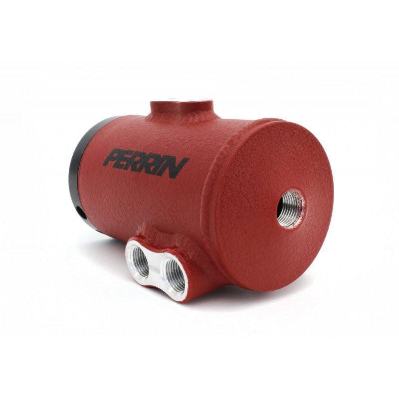 Perrin Red Air Oil Separator for Subaru WRX/STI 2008-2014 with TMIC, JDMuscle performance part for engine oil separation.