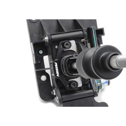 Black anodized PERRIN shifter stop for 2018-2019 Subaru WRX manual, designed to enhance short throw shifter performance.