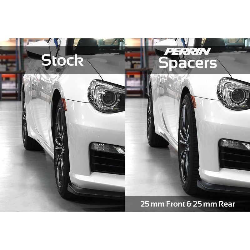 PERRIN 25mm 5x100 wheel spacers by JDMuscle for Subaru WRX, STI, and BRZ, pair of black spacers