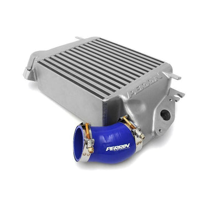 Blue PERRIN throttle body coupler kit for Subaru WRX 2008-2019 and Legacy GT 2005-2009, featuring durable silicone hoses.