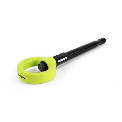 JDMuscle PERRIN 2008–2014 WRX/STI front tow hook in neon yellow, shown against a white background